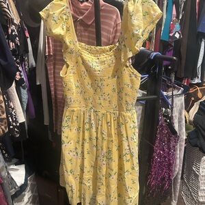 Old Navy Yellow Floral Smocked Summer Dress